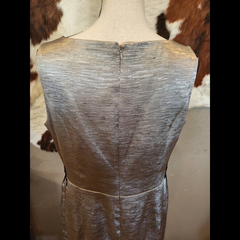 Evan Picone Silver and Black Sheath Midi Dress - Picture 6 of 9